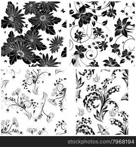 Set of 4 Floral Seamless Patterns design