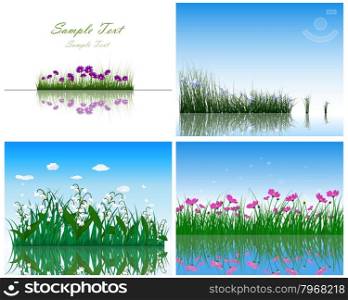 Set of 4 Grass on Water backgrounds.