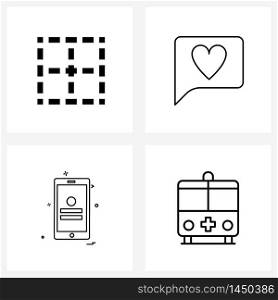 Set of 4 Line Icon Signs and Symbols of align, mobile , text, message, phone Vector Illustration
