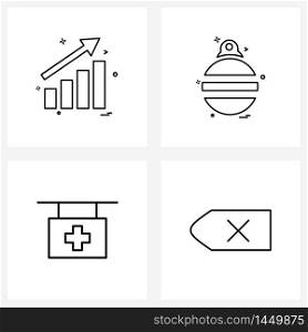 Set of 4 Line Icon Signs and Symbols of analytics, Christmas s, graph, ball, sign Vector Illustration