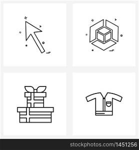 Set of 4 Line Icon Signs and Symbols of arrow, boxes, up, box, lady Vector Illustration