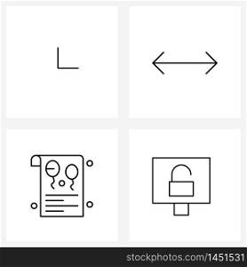 Set of 4 Line Icon Signs and Symbols of arrow, computer, arrow, invite, monitor Vector Illustration