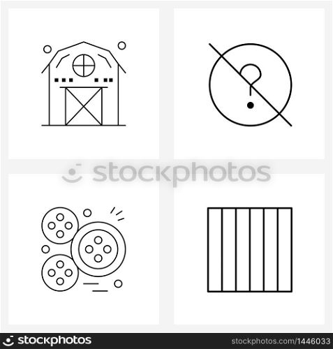 Set of 4 Line Icon Signs and Symbols of barn, five, mark, fashion, layout Vector Illustration