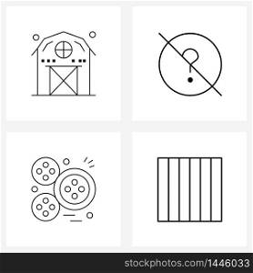 Set of 4 Line Icon Signs and Symbols of barn, five, mark, fashion, layout Vector Illustration