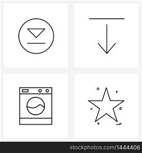 Set of 4 Line Icon Signs and Symbols of bottom, washing, multimedia, download, star Vector Illustration