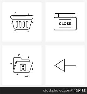 Set of 4 Line Icon Signs and Symbols of cart, medicine, bowl, board, directory Vector Illustration
