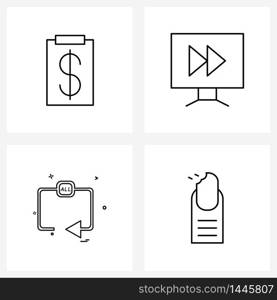 Set of 4 Line Icon Signs and Symbols of clipboard, reset, file, controls, refresh Vector Illustration