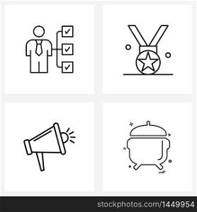 Set of 4 Line Icon Signs and Symbols of conclusion, laud, judgment, ribbon, voice Vector Illustration
