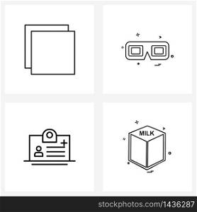 Set of 4 Line Icon Signs and Symbols of copy, hospital, windows, glasses, card Vector Illustration