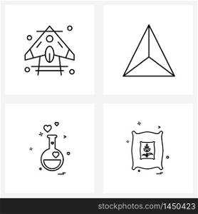 Set of 4 Line Icon Signs and Symbols of hang, chemical, adventure, interaction, experiment Vector Illustration