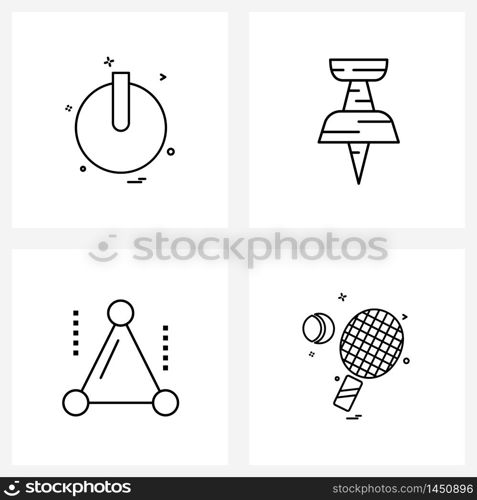 Set of 4 Line Icon Signs and Symbols of kitchen, e commerce, button, pin, game Vector Illustration