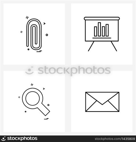 Set of 4 Line Icon Signs and Symbols of pin; search ; board; message Vector Illustration