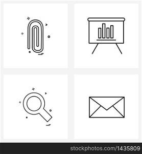 Set of 4 Line Icon Signs and Symbols of pin; search ; board; message Vector Illustration