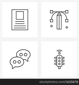 Set of 4 Line Icon Signs and Symbols of profile; chat; creative; layout; dialog Vector Illustration