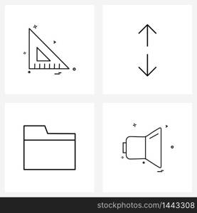 Set of 4 Line Icon Signs and Symbols of scale, directory, education, down, ui Vector Illustration