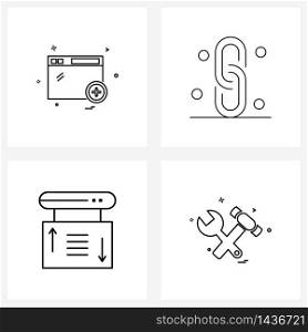 Set of 4 Line Icon Signs and Symbols of web; sign; internet; web; labour Vector Illustration