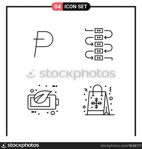 Set of 4 Line Style Icons for web and mobile. Outline Symbols for print. Line Icon Signs Isolated on White Background. 4 Icon Set.. Creative Black Icon vector background