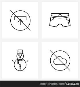 Set of 4 Modern Line Icons of arrow, snowman, disable, underpants, cloud Vector Illustration
