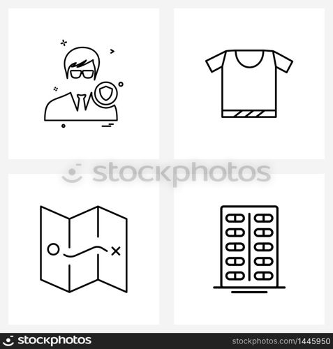 Set of 4 Modern Line Icons of avatar, direction, avatar , garments, navigation Vector Illustration