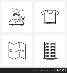 Set of 4 Modern Line Icons of avatar, direction, avatar , garments, navigation Vector Illustration