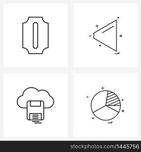 Set of 4 Modern Line Icons of blade, drive, play, floppy disk, graph Vector Illustration