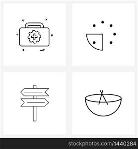 Set of 4 Modern Line Icons of briefcase, future, setting, quarters, planning Vector Illustration