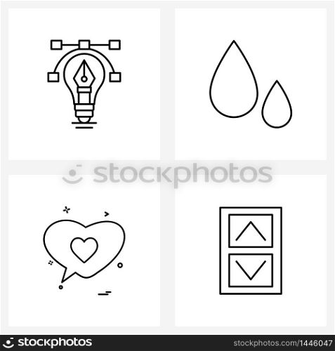 Set of 4 Modern Line Icons of bulb, love, vector, medicine, valentine&rsquo;s day Vector Illustration