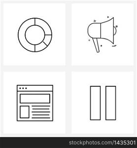 Set of 4 Modern Line Icons of chart, news, advertise, promote, control Vector Illustration