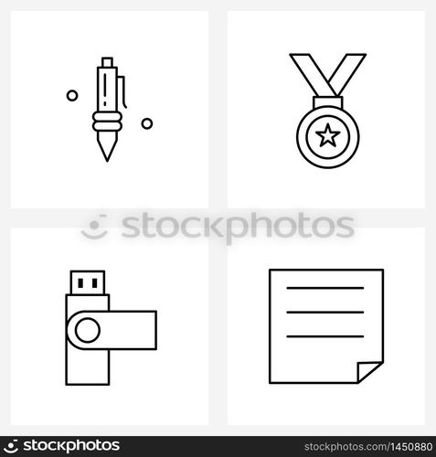 Set of 4 Modern Line Icons of create, drive, pencil, award, technology Vector Illustration