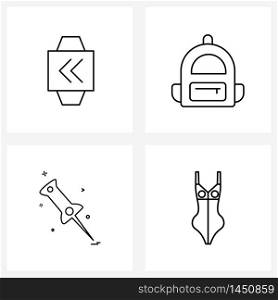 Set of 4 Modern Line Icons of device, paper pin, left, learn, lingerie Vector Illustration