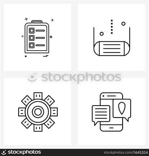 Set of 4 Modern Line Icons of doc, settings, file, wild, schedule Vector Illustration