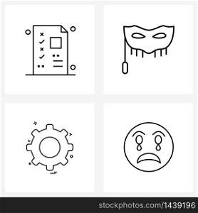 Set of 4 Modern Line Icons of exam, ui, test, entertainment, ui s Vector Illustration