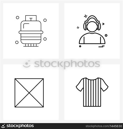 Set of 4 Modern Line Icons of gas, shirt, avatar, box, sport Vector Illustration