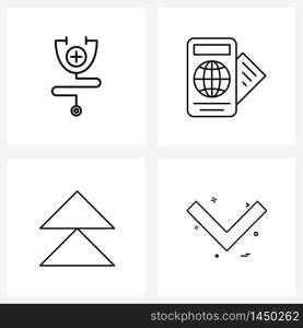 Set of 4 Modern Line Icons of healthcare, arrow, plus, outdoor, media Vector Illustration