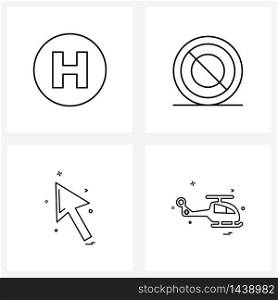 Set of 4 Modern Line Icons of hospital location, pointing device, ban, blocked, arrow Vector Illustration