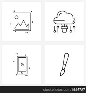 Set of 4 Modern Line Icons of image, rate, image, service, smart phone Vector Illustration