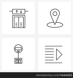 Set of 4 Modern Line Icons of interior, building, locator, home, format Vector Illustration
