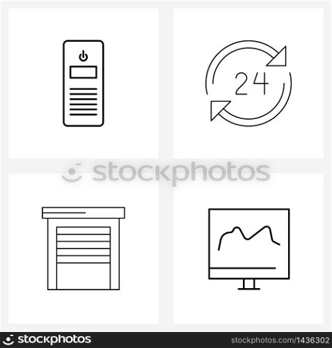 Set of 4 Modern Line Icons of remote, support, clock, round, smart Vector Illustration