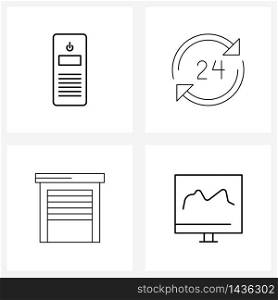 Set of 4 Modern Line Icons of remote, support, clock, round, smart Vector Illustration