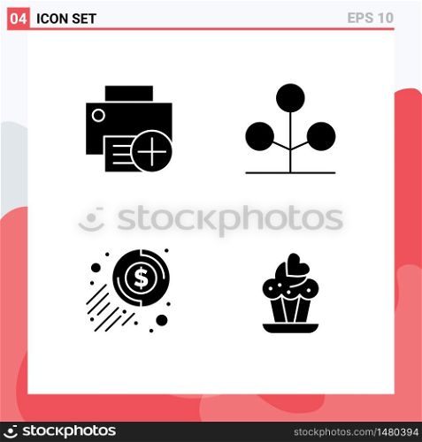 Set of 4 Modern UI Icons Symbols Signs for add, cash, gadget, garden, money Editable Vector Design Elements