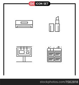 Set of 4 Modern UI Icons Symbols Signs for air conditioner, advertising, technology, board, board Editable Vector Design Elements