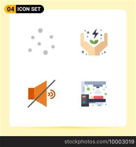 Set of 4 Modern UI Icons Symbols Signs for air, volume, electricity, care, oncology Editable Vector Design Elements