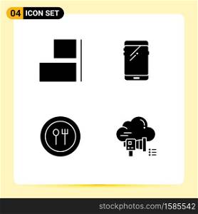 Set of 4 Modern UI Icons Symbols Signs for align, fork, phone, huawei, plate Editable Vector Design Elements