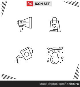 Set of 4 Modern UI Icons Symbols Signs for announce, gift, marketing, tool, water tank Editable Vector Design Elements