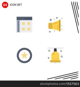 Set of 4 Modern UI Icons Symbols Signs for app, coin, user, multimedia, bell Editable Vector Design Elements