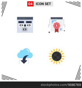 Set of 4 Modern UI Icons Symbols Signs for app, download, develop, quality, down Editable Vector Design Elements