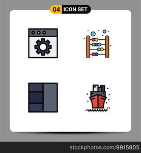 Set of 4 Modern UI Icons Symbols Signs for app, sailboat, abacus, mathematics, ship Editable Vector Design Elements