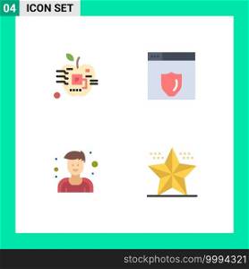 Set of 4 Modern UI Icons Symbols Signs for apple, man, digital, security, celebration Editable Vector Design Elements