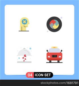 Set of 4 Modern UI Icons Symbols Signs for arrow, food, head, education, wedding Editable Vector Design Elements