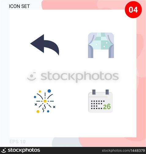 Set of 4 Modern UI Icons Symbols Signs for arrow, indian, home, fireworks, indian republic day Editable Vector Design Elements